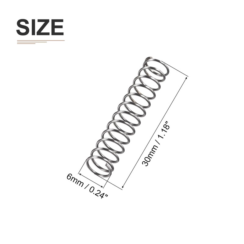 DTGN 0.6x6x30mm(DxODxL) Compression Spring - 10Pack - Good for Machinery