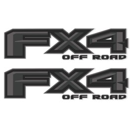 FX4 Off Road Decal Set for Ford Pickup Truck, Die-Cut Vinyl, Bedside Replacement Stickers, Set of 2, Premium Series (Metallic Finish) (Charcoal, 4.3" x 16.5", F150)
