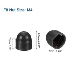 uxcell 50pcs Hex Nut Cover, M4 Black Plastic Dome Nut Protection Cap Hex Bolt Nut Covers for Hexagon Screws, Bolts