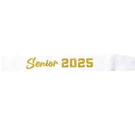 10Pcs Senior Sash 2025 Gold Glitter White Satin Sashes for Class of 2025 Graduation Celebrations Party Graduated Senior Cheerleader