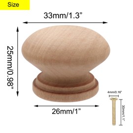 Cangder 20Pcs Wooden Cabinet Knobs Unfinished Wood Knobs for Dresser Mushroom Drawer Knobs Pulls Handles (1.3" Dia., 1" Height, with Screws)