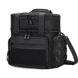 Gafetrey Tactical Lunch Box for Men, Insulated Lunch Bag Adult, Thermal Lunchbox Leakproof Waterproof Cooler Bag, Large Lunch Pail for Work Office Camping Travel (Black)