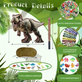 142 Pcs Dinosaur Piñata Party Set - Small Jungle Dinosaur Piñata Set with Blindfold and Bat Include Kids Dinosaur Themed Party Favors for Boys and Girls(Small Size Piñata 14.5”x12.5”x3”)