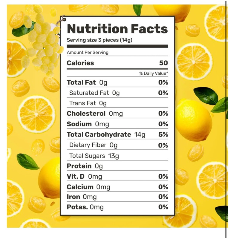 Lemon Drops Hard Candy, Natural Lemon Flavor, Fat Free, (6