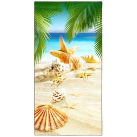 YISUMEI Microfibre Beach Towel XXL Beach Towel Lightweight Beach Towels Quick Drying Starfish Shell 180 x 90 cm