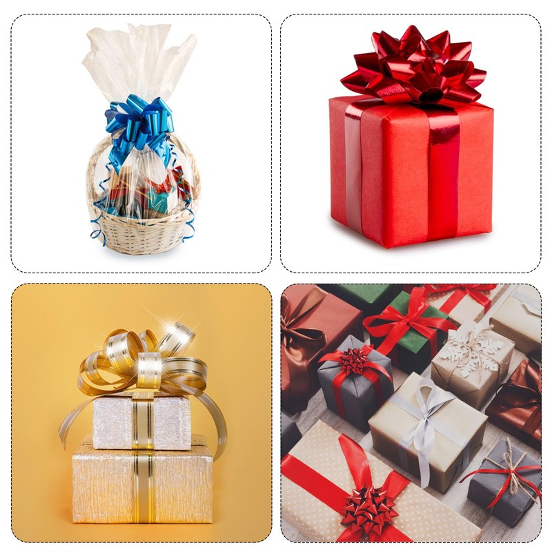 MECCANIXITY 10pcs 4 Inch Metallic Large Big Pull Bow Glitter