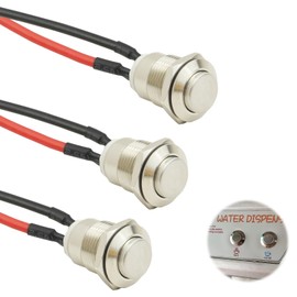 3 Pcs Prewired Momentary Push Button Switch 12mm Waterproof IP65 Latching Self-Locking Stainless Steel Push Button On Off 2A 12V/24V/125V/250V AC (High Head) for Car Trumpet Pc Home Doorbell