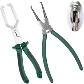 2 PCS Fuel Line Plier, 8.8 Inch Hose Fuel Pliers, Electrical Disconnect Tool, Fuel Filter Caliper, Car Fuel Line Pliers, Universal Pipe Clip Repair Tool for Car Maintenance and Repair (Green)