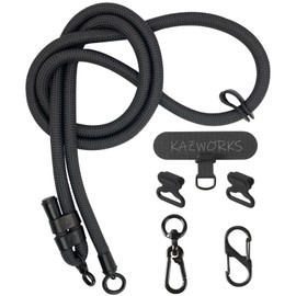 kazworks Cell Phone Lanyard Phone Strap Crossbody Thick Rope Phone Sling 49in-65in(125cm-165cm) Adjustable (US/L, dark grey)