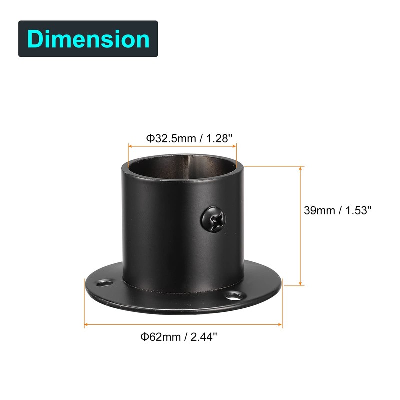 sourcing map 1.28'' Dia Stainless Steel Pole Sockets Flange Rod
