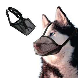 JVHLOV Dog Muzzle for Large Dog, Prevents Biting, Barking and Chewing, Dog Muzzle with Mesh and Adjustable Loop, Muzzle with Safety Strap for Small Small (S)