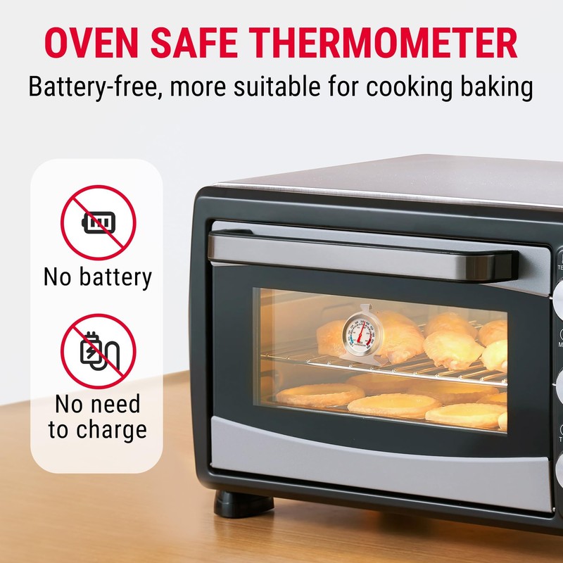 Oven Thermometers, Large Dial Oven Grill Monitoring Cooking Thermometer with