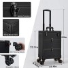 Leather Rolling Makeup Train Case with Wheels 2 Drawers Professional