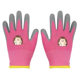CHEERYMAGIC Kids Gardening Gloves, Safety Work Gloves Children Garden Gloves Waterproof Natural Latex Coated Palm Gripper Gloves for Girls Boys Gardening for Yard Work A4YYST (Pink)