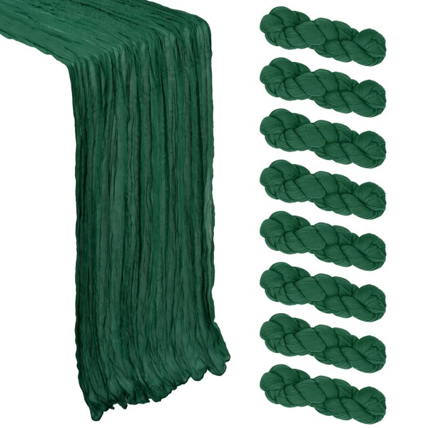 8 Pack Emerald Green Cheesecloth Table Runner 10Ft Gauze Cheese