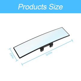 XINLIYA Car Rearview Mirror, Clip-on Panoramic Rear View Mirror for Car, Wide Viewing Range, 12inch Universal Use for Cars, SUVs, Trucks, Vehicles