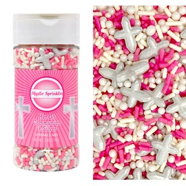 Mystic Sprinkles Celebration Sprinkle Mixes (Her 1st Communion in Silver Sprinkle Mix 3.9oz)