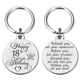18th Birthday Keychain Happy 18th Birthday Gifts for Girls Boys Inspirational Keychain Gift 18 Year Old Gifts for Daughter Son - Behind You All Your Memories Keychain