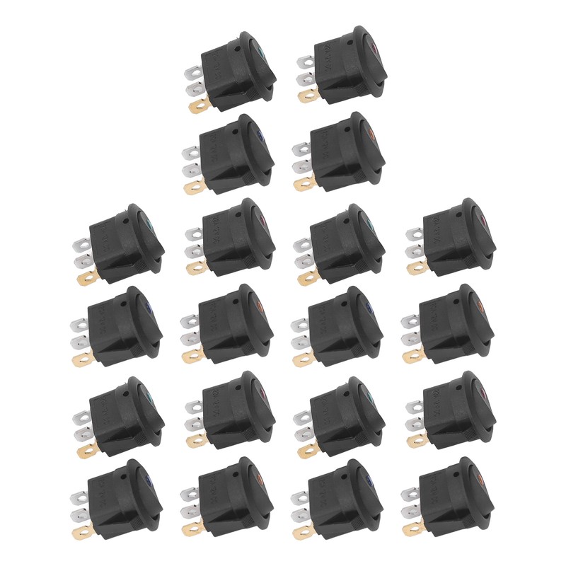 20Pcs 12V Round Rocker Switch LED Light 3 Pin 2