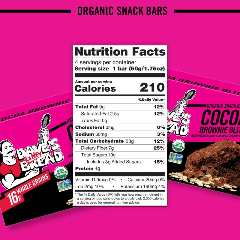 Dave's Killer Bread Cocoa Brownie Blitz Organic Snack Bars, 4