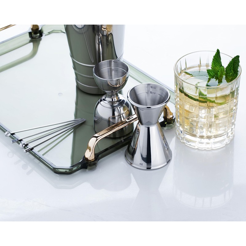 Derrison Heavy Duty Bar Jigger, Stainless Steel Cocktail Measuring Jigger