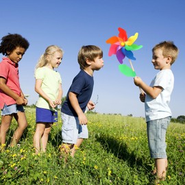 LOHAME Pack of 6 Colourful Windmill Garden Windmills Rainbow Windmill Children 56.8 x 23.5 cm Size Wind Wheels PVC Windmill Creative Gifts for Children's Toys Garden Decoration Park Decoration