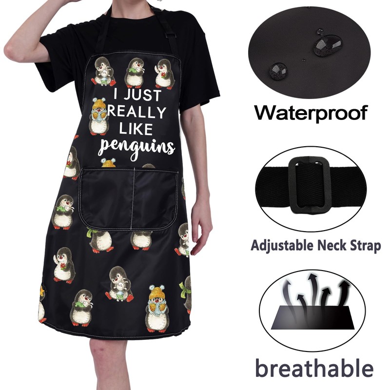 ENSIANTH Penguin Apron Penguins Cooking Apron With Pockets I Just