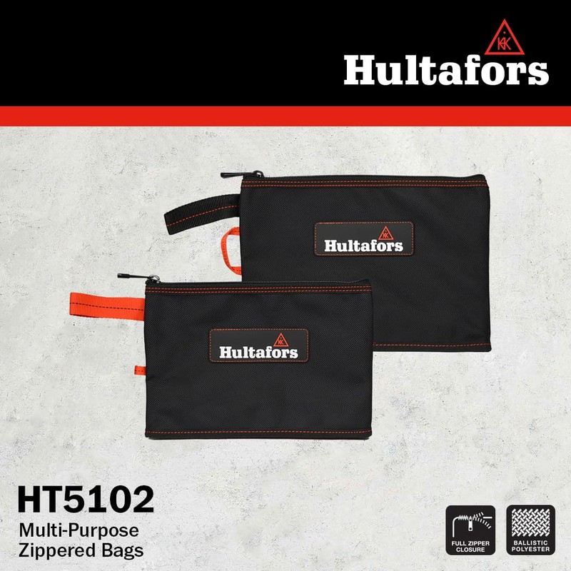 Hultafors Work Gear HT5102 Multi-Purpose Zippered Bags, Heavy Duty Ballistic