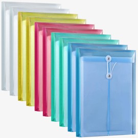 YoeeJob Poly Envelopes with Button String Snap Closure Top Opening Letter Size Assorted Color,10 Per Pack