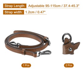 sourcing map Genuine Leather Bag Strap Replacement Adjustable Crossbody Bag Straps, 37.4-45.3 Inch Purse Strap for Shoulder Bag Handbag Purse, Light Brown, Black Buckle, 1 Set