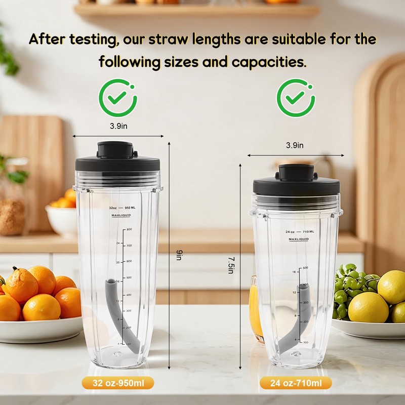 Replacement Straw for Ninja Blender Cups Replacement 24oz/32oz, 2 Pcs