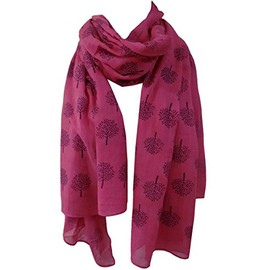 Mulberry Tree Print Scarf Womens Lightweight Fashion Large Wrap (Fuchsia Pink)