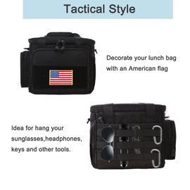 Tactical Lunch Box for Men, Leakproof Lunch Bag, Insulated Cooler Bag With Adjustable Shoulder Strap, Lunchbag for Adult Work Office Picnic Beach Outdoor 11L Black
