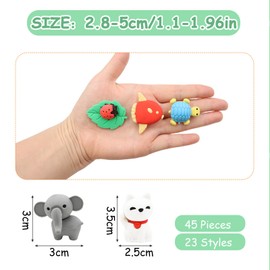 45 Pcs Animal Rubber Erasers, VEGCOO Novelty Erasers Cute Puzzle Animal Erasers, Small Pencil Erasers for Students Kids Homework School Classroom Rewards Prizes Party Favors Stationery Supplies