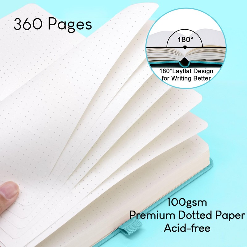 STATIONERY ISLAND Bullet Dotted Journal A5, Thick Notebook 100gsm Paper