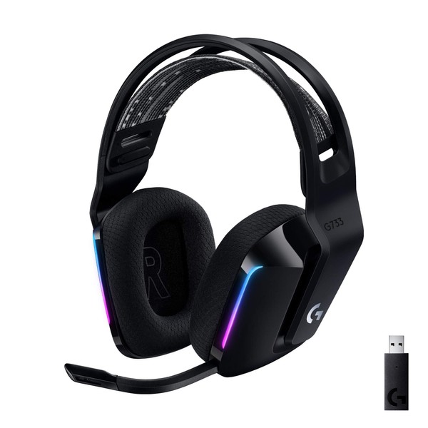 Logicool G G733 Wireless Gaming Headset, PC PS5, PS4, LIGHTSPEED Wireless, 7.1 ch USB, BLUE VO! CE Equipped with Microphone, 9.8 oz (278 g), Lightweight, LIGHTSYNC RGB G733-BK