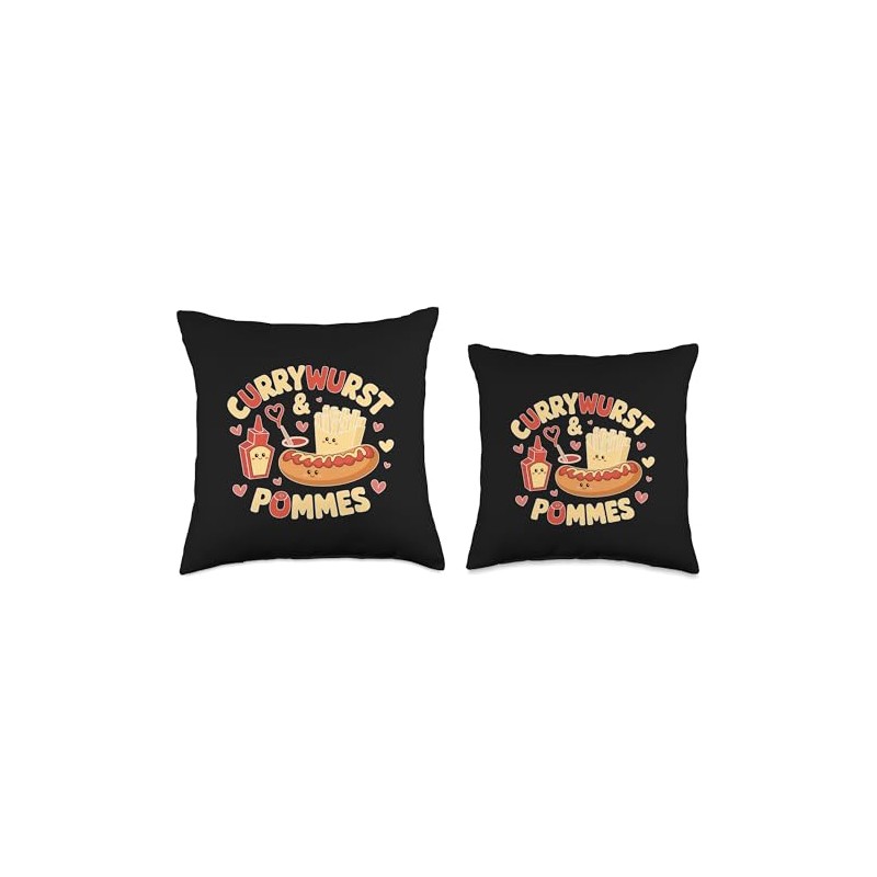 Currywurst + Chips Ketchup Mayo Snack Throw Pillow