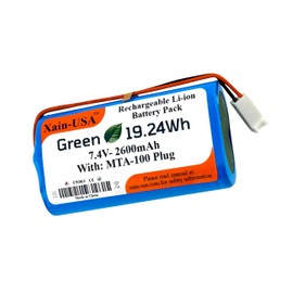 Xain-USA 7.4V 2600mAh 2S1P Li-ion Battery Pack with MTA-100 Plug and Integrated Battery Management System (BMS), Ideal for DIY Projects and Various Electronic Applications.