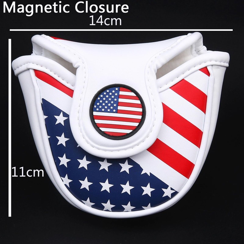PU Leather USA Flag Golf Half Mallet Putter Club Cover