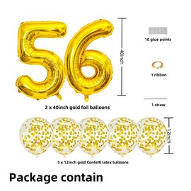 Gold 56 Foil Balloons 40" Jumbo Foil Balloons Confetti Balloons for 56th Birthday Wedding Anniversary Party Decorations