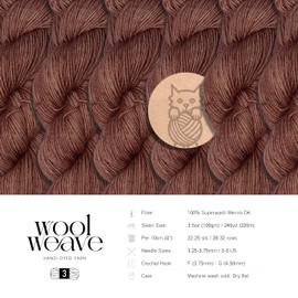 Superwash Merino Wool Yarn for Knitting & Crocheting Projects - Premium Hand Dyed Yarn, 100gr, 240 Yards Dk Weight Yarn - Luxurious, Soft & Durable Brown Yarn