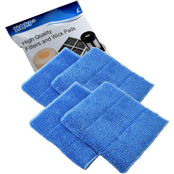 HQRP 4-Pack Blue Steam Mop Pads Compatible with HAAN SI-35 MS-30 SV-60 SI-25 SI-40 SI-60 SI-70 FS-20 MS-35 SI-75 BS-20 SI-38 SI-45 SI-46 SI-77 BS-10 HD-50 Steamers, RMF2X RMF4X Replacement