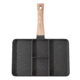 Divided Grill Maifan Stone Coating Aluminum Uniform Heating Anti Stick Multifunctional 4 Section Breakfast Pan for Frying Eggs Steak Vegetables Black
