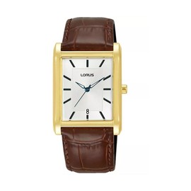 LORUS Women's Analogue Quartz Watch with Leather Strap, Brown, brown, Classic