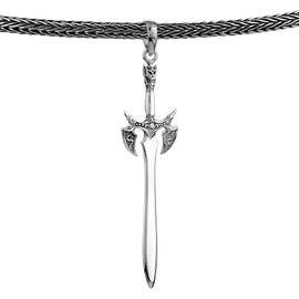 Kuzzoi ZOI-011 Men's Silver Necklace with Solid Sword Pendant 925 Sterling Silver Oxidised Length 50 cm Byzantine Chain Men's Chain with Pendant, One size, Sterling Silver, No Gemstone