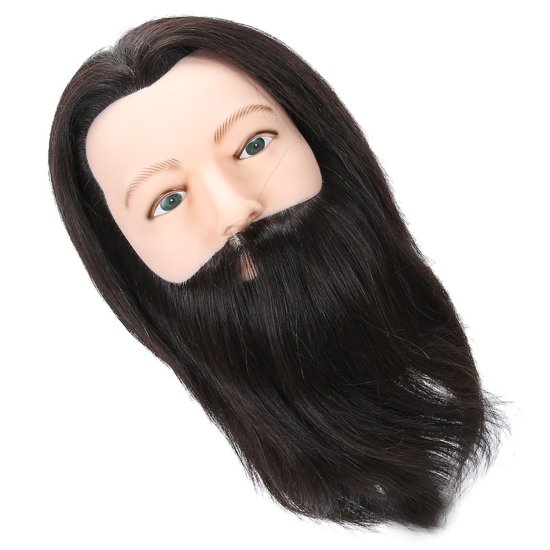 Salon Male Mannequin Head Human Hair Practice Hairdressing Training Head