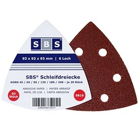 SBS Delta Velcro Sanding Triangles, 93 x 93 x 93 cm, Pack of 50. Assorted Grits