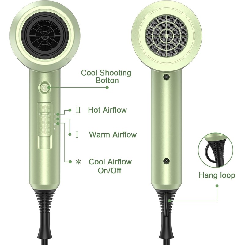 Slopehill Professional Ionic Hair Dryer, Powerful 1800W Fast Drying Low