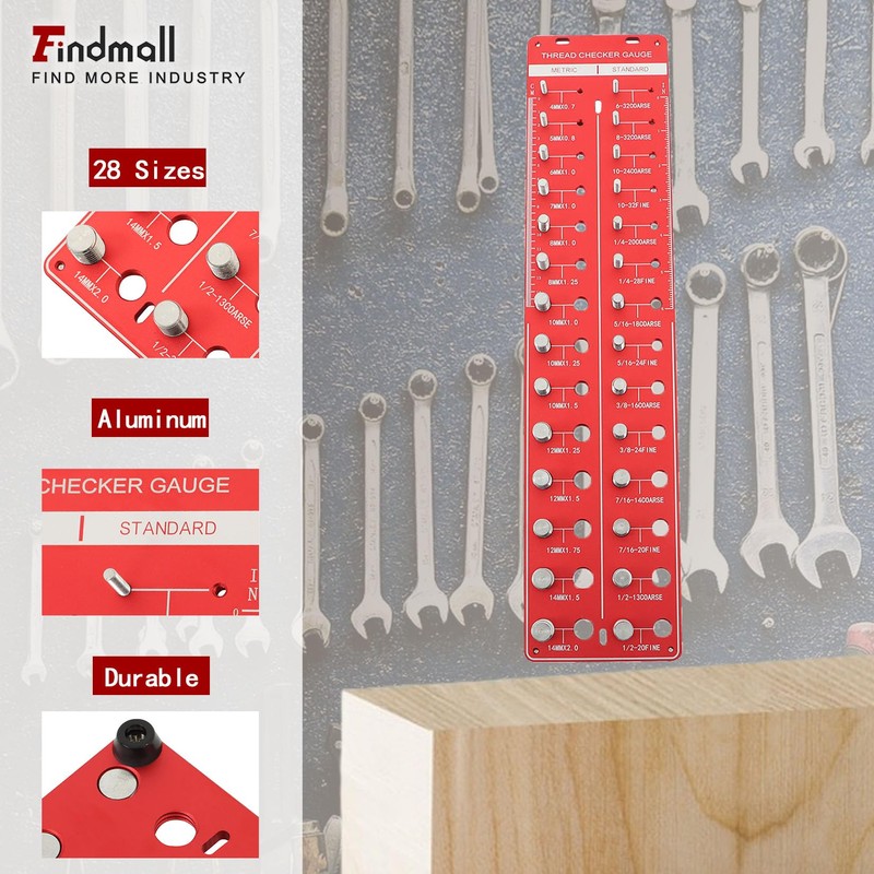 findmall 28 Nut and Bolt Thread Checker Bolt Sizes and