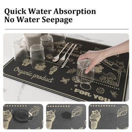 FZHOME Dish Drying Mat Coffee Bar Accessories, Coffee Mat, Kitchen Counter Mat, Dish Drying Mat for Kitchen Counter-Coffee Bar Accessories, Coffee Station Accessories (S, 15.5"X11.8")